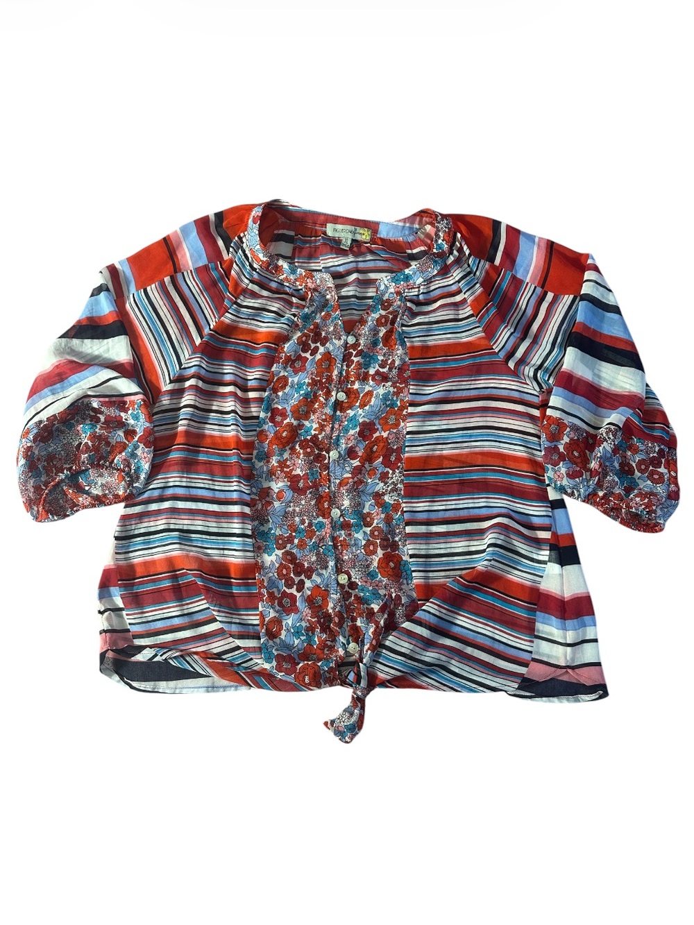 Figueroa & Flower Women’s Sheer Tie Front Blouse Size XL